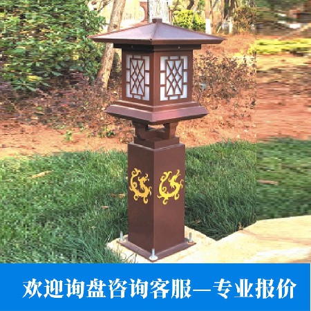 New Chinese style column head lamp Villa Park Courtyard lamp Outdoor garden Waterproof square column Grass lamp Scenic area column head lamp